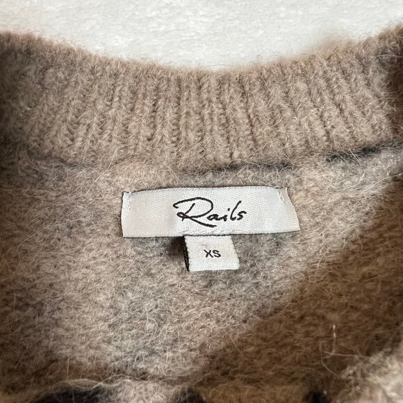 Rails Crewneck Lana Leopard Print Sweater Size X-Small Boho Animal Cozy Neutral - Picture 6 of 9